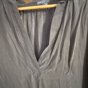 Vince Charcoal VNeck Silk Blouse - Size Large